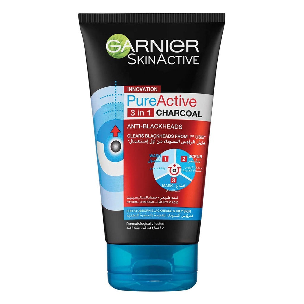 Garnier SkinActive PureActive 3-In-1 Charcoal Mask 150 mL - Easy Pharmacy LLC
