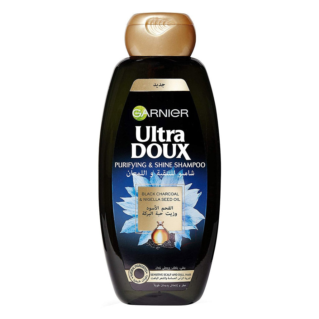 Garnier Ultra Doux Black Charcoal + Nigella Seed Oil Purifying & Shine Shampoo For Sensitive Scalp & Dull Hair 200 mL - Easy Pharmacy LLC