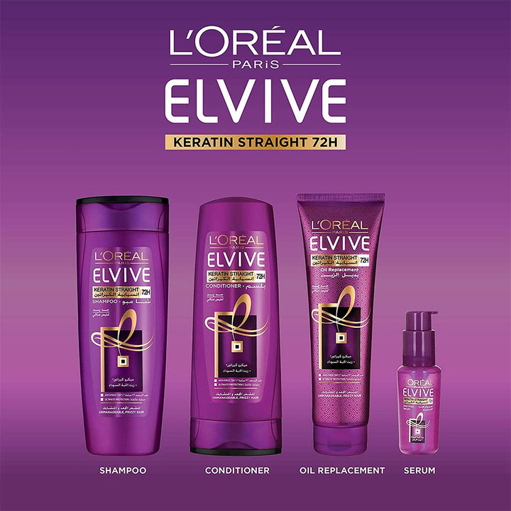 Loreal Paris Elvive Keratin Straight 72H Oil Replacement Cream For Unmanageable & Frizzy Hair 300ml - Easy Pharmacy LLC