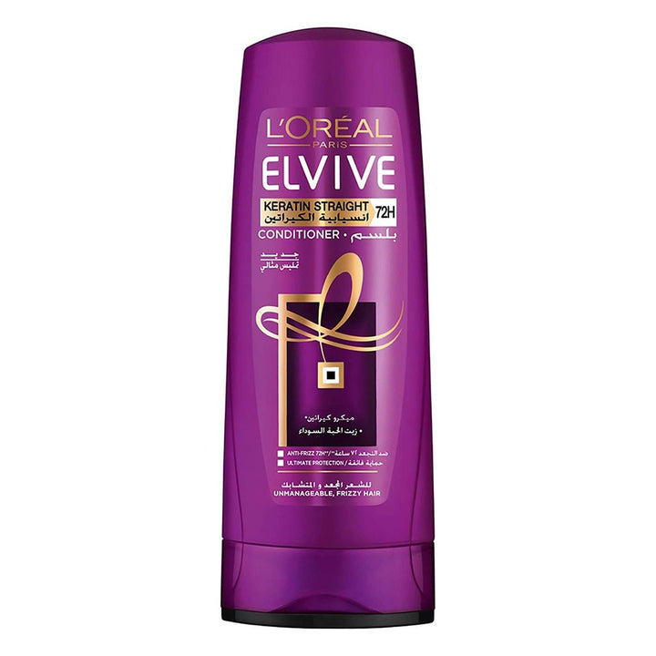 Loreal Paris Elvive Keratin Straight 72H Sleek Conditioner For Unmanageable & Frizzy Hair 400ml - Easy Pharmacy LLC