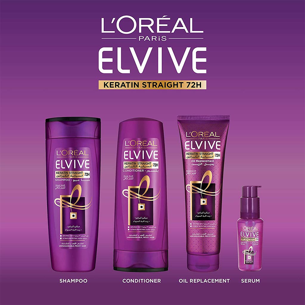 Loreal Paris Elvive Keratin Straight 72H Sleek Conditioner For Unmanageable & Frizzy Hair 400ml - Easy Pharmacy LLC