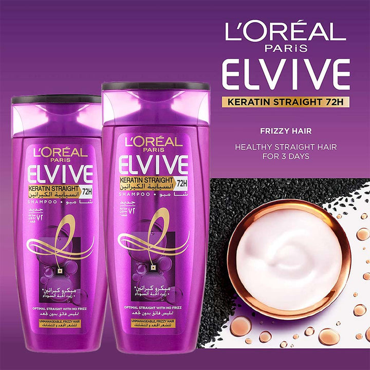 Loreal Paris Elvive Keratin Straight 72H Sleek Shampoo For Unmanageable & Frizzy Hair 200ml - Easy Pharmacy LLC