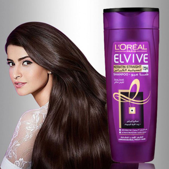 Loreal Paris Elvive Keratin Straight 72H Sleek Shampoo For Unmanageable & Frizzy Hair 200ml - Easy Pharmacy LLC