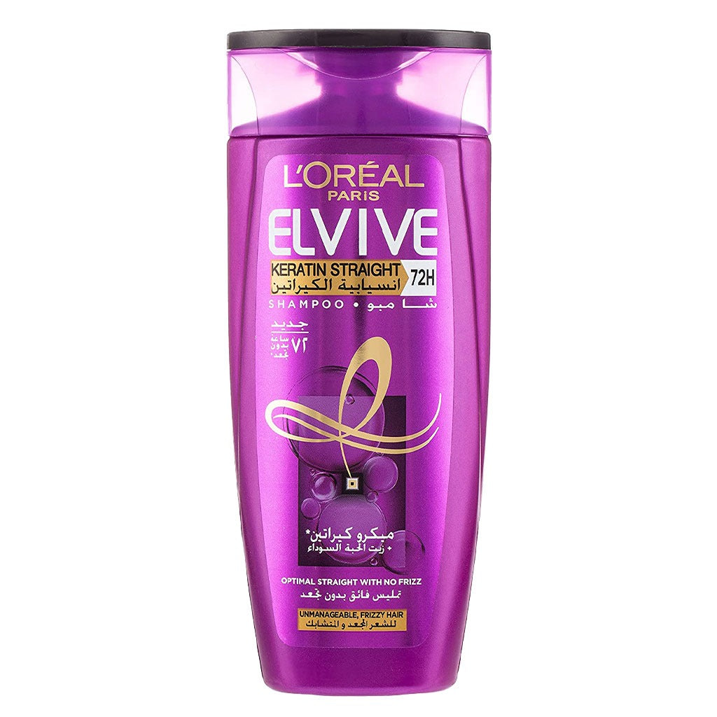 Loreal Paris Elvive Keratin Straight 72H Sleek Shampoo For Unmanageable & Frizzy hair 400ml - Easy Pharmacy LLC