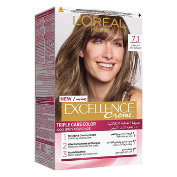 Loreal Paris Excellence Cream Hair Color 7.1 Dark Ash Blonde