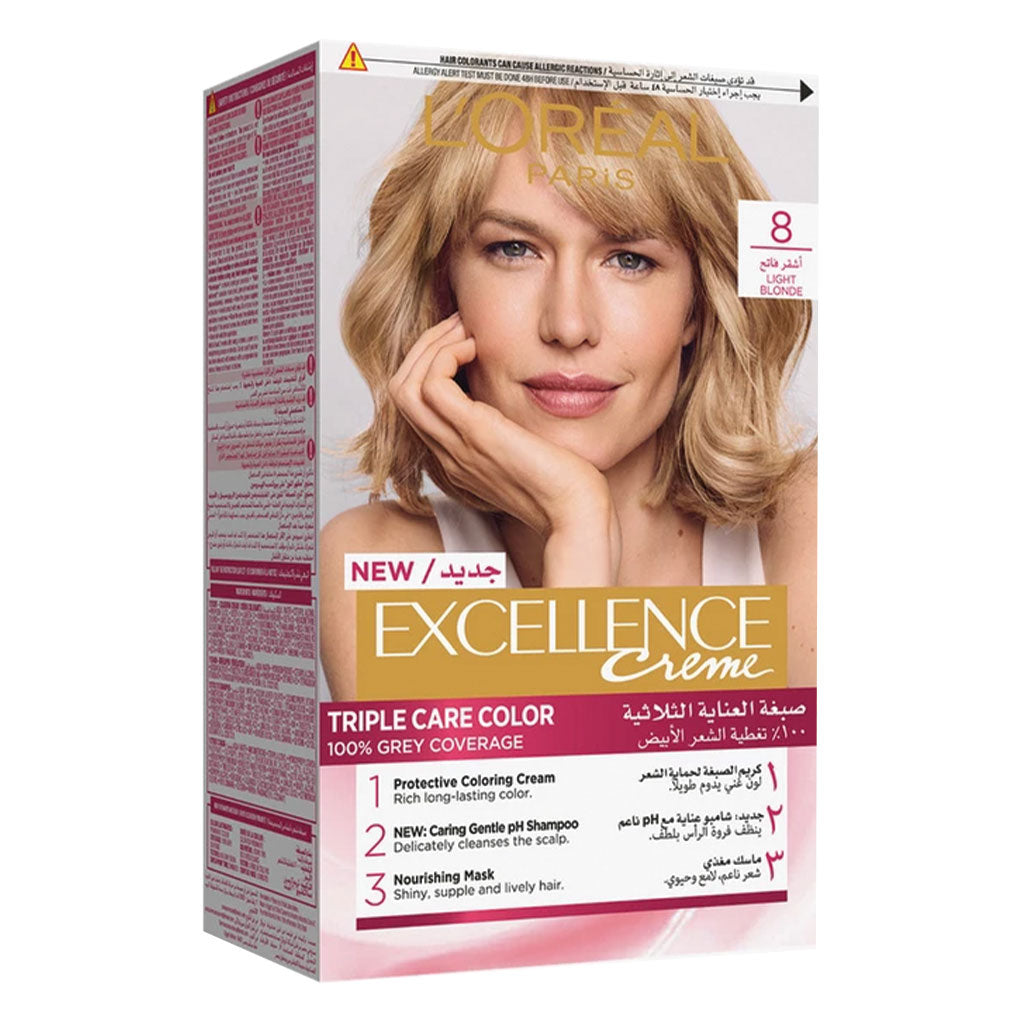 Loreal Paris Excellence Cream Hair Color 8 Light Blonde - Easy Pharmacy LLC