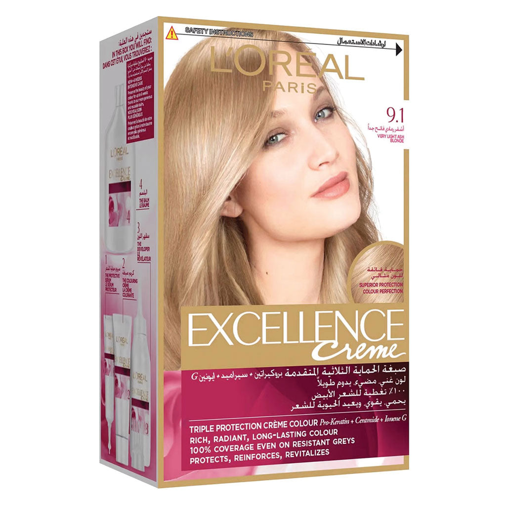 Loreal Paris Excellence Cream Hair Color 9.1 Very Light Ash Blonde - Easy Pharmacy LLC
