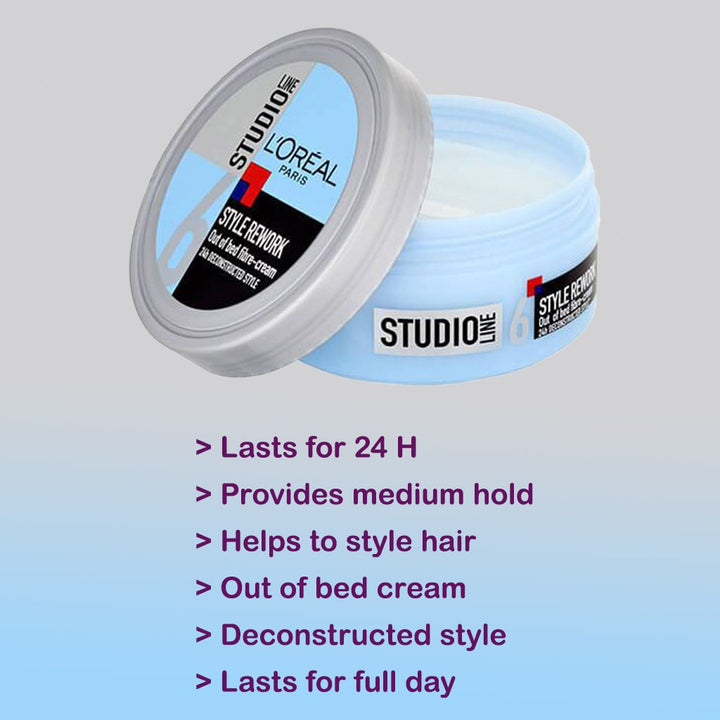 Loreal Studioline Style Rework 24H Out Of Bed Fiber Hair Cream 150 mL - Easy Pharmacy LLC