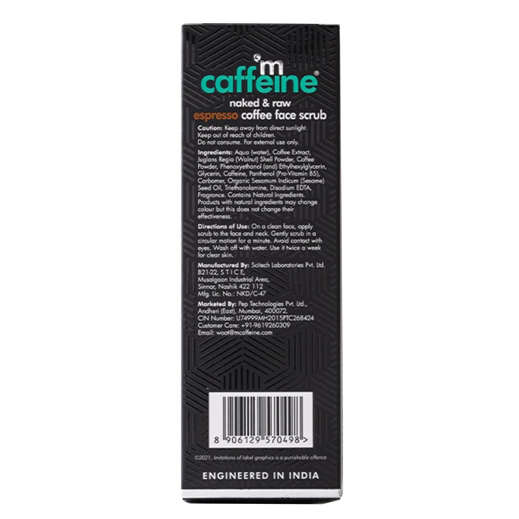 Mcaffeine Naked & Raw Espresso Coffee Face Wash Walnut & Pro-Vitamin B5 75 g - Easy Pharmacy LLC