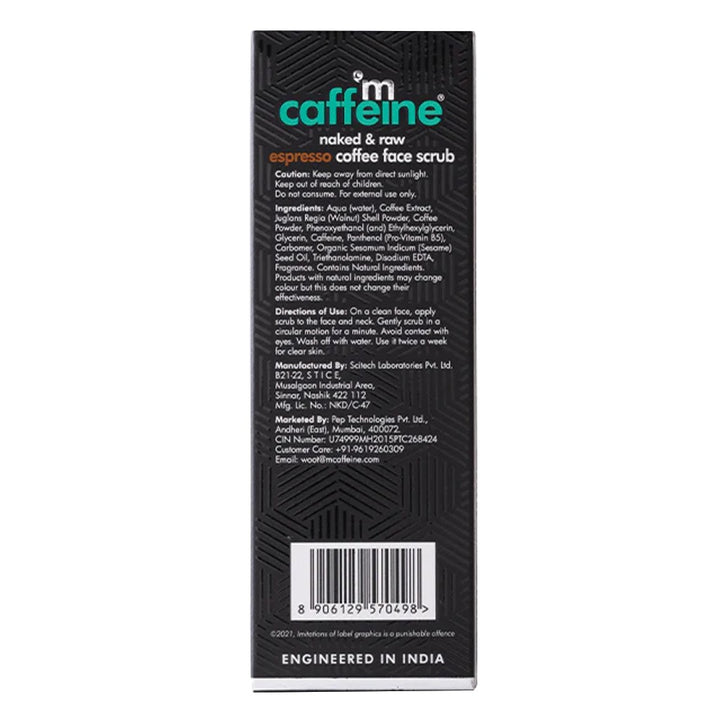 Mcaffeine Naked & Raw Espresso Coffee Face Scrub with Walnut & Pro-Vitamin B5 75 g - Easy Pharmacy LLC