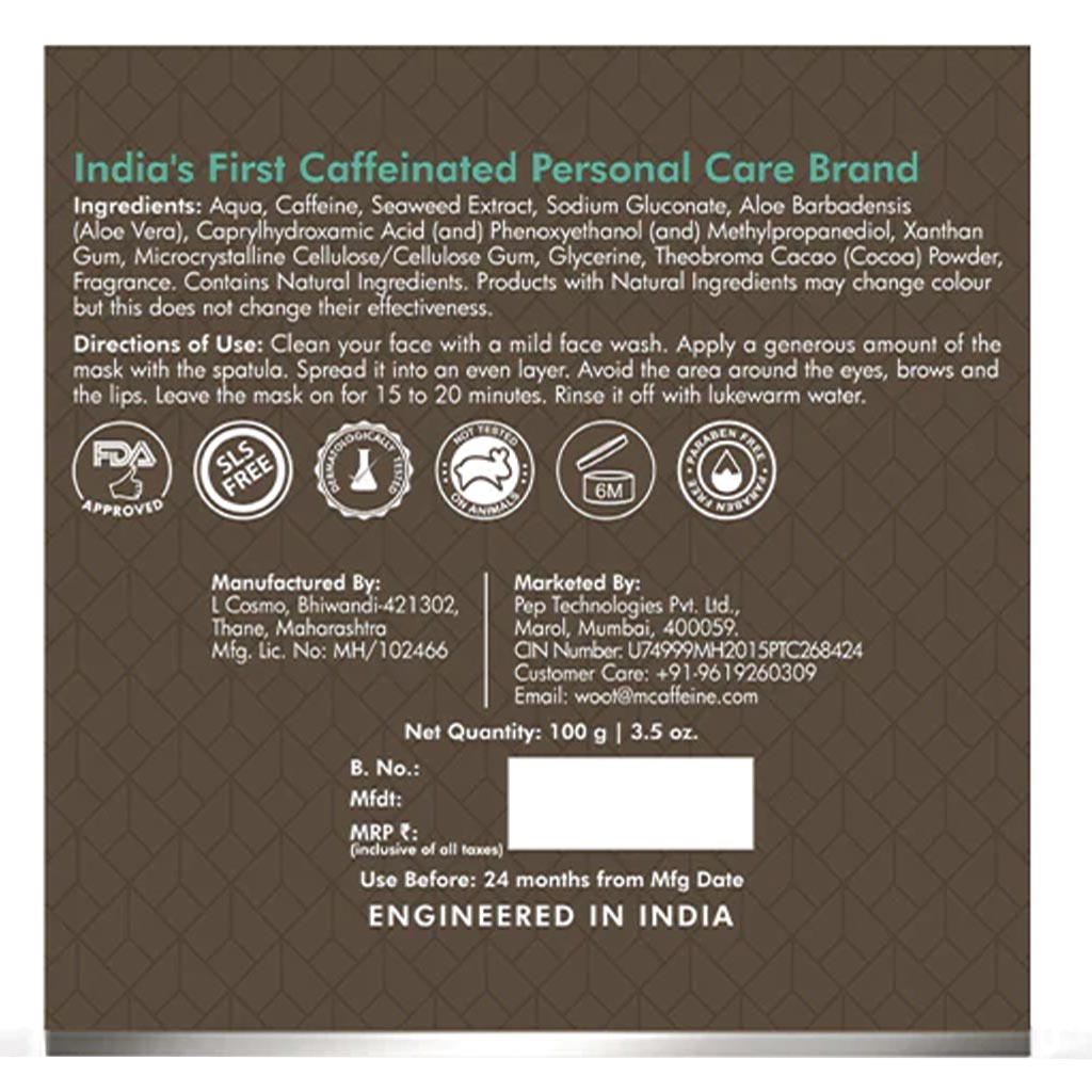 Mcaffeine Naked & Rich Choco Face Mask 100 g - Easy Pharmacy LLC