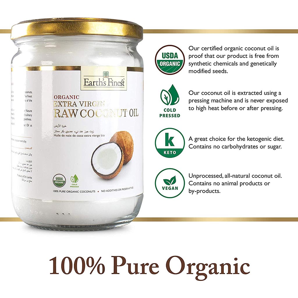 Earth's Finest Organic Extra Virgin Raw Coconut Oil 500 mL - Easy Pharmacy LLC