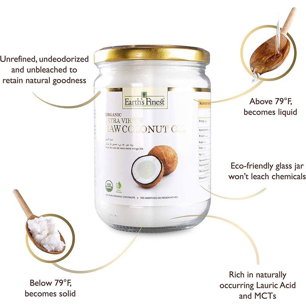 Earth's Finest Organic Extra Virgin Raw Coconut Oil 500 mL - Easy Pharmacy LLC