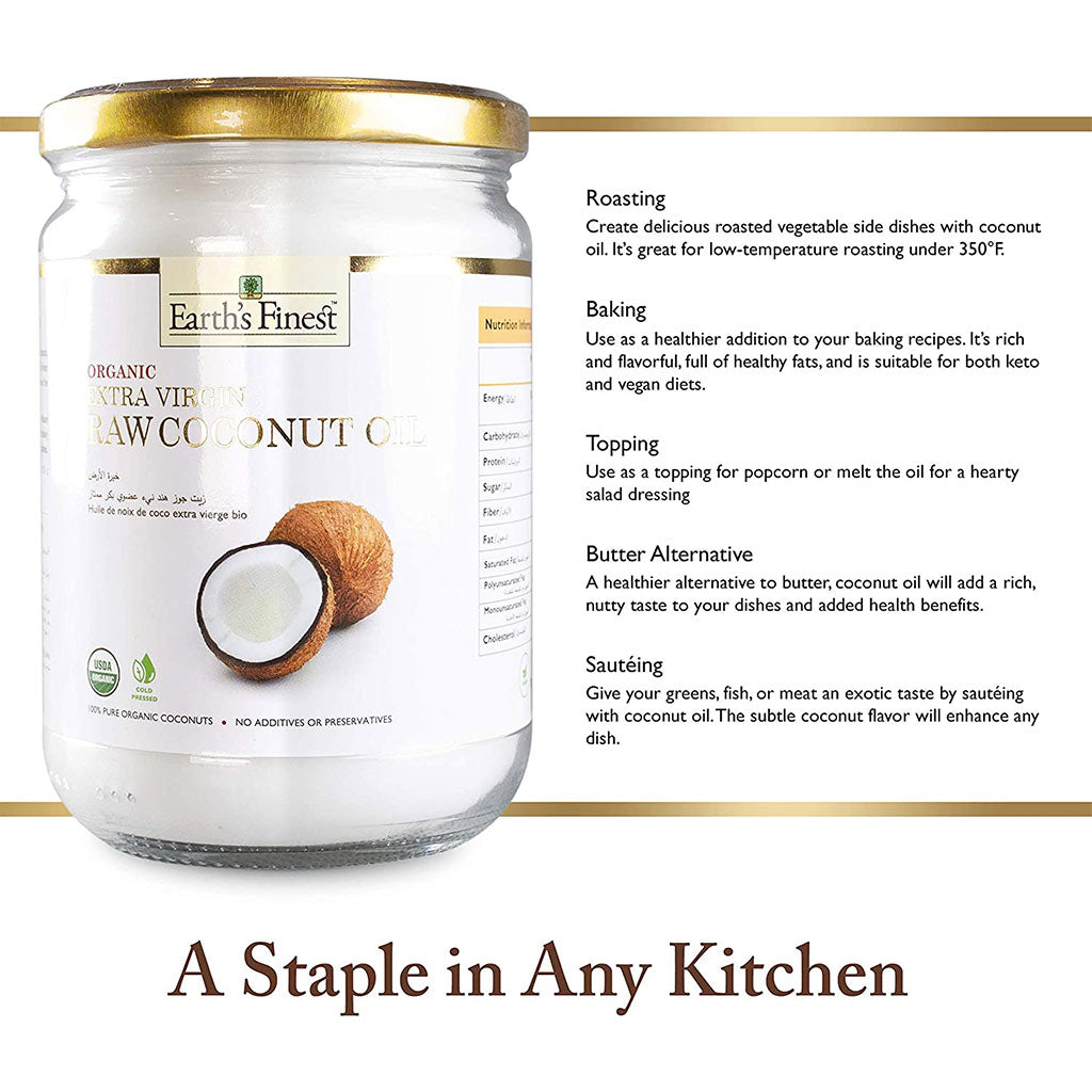 Earth's Finest Organic Extra Virgin Raw Coconut Oil 500 mL - Easy Pharmacy LLC