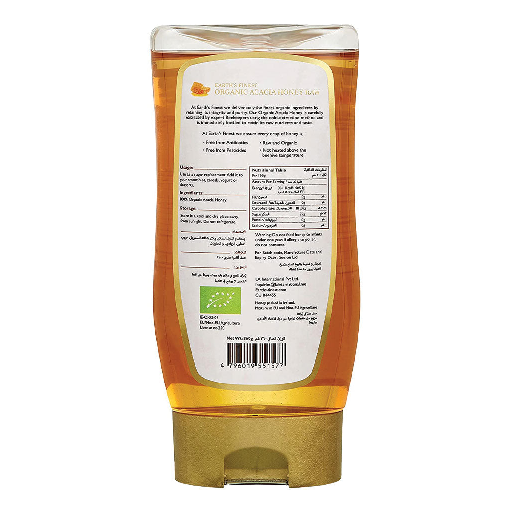 Earth's Finest Organic Acacia Honey Raw 360 g - Easy Pharmacy LLC