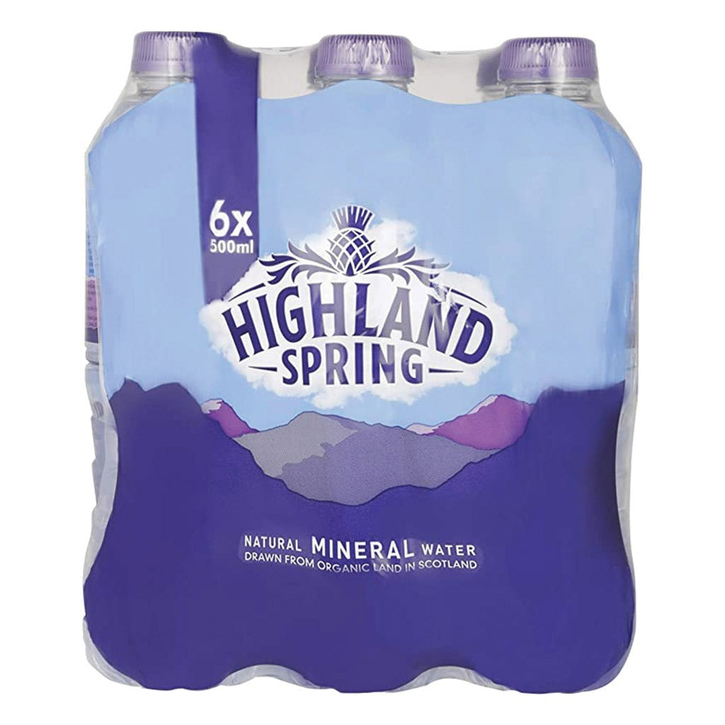 Highland Spring Natural Mineral Water PET 500 mL 6's - Easy Pharmacy LLC