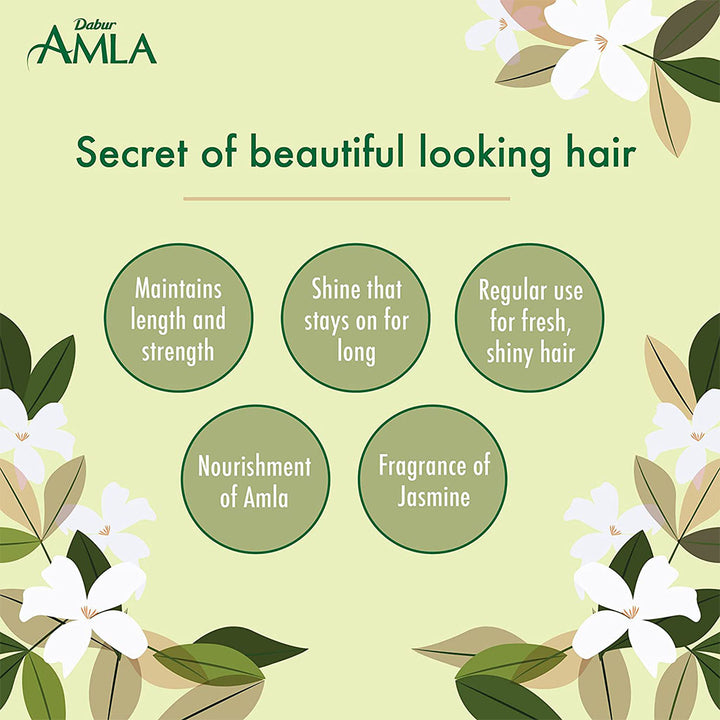 Dabur Amla Jasmine Hair Oil For Long, Strong, Fragrant & Shiny Hair 200ml - Easy Pharmacy LLC