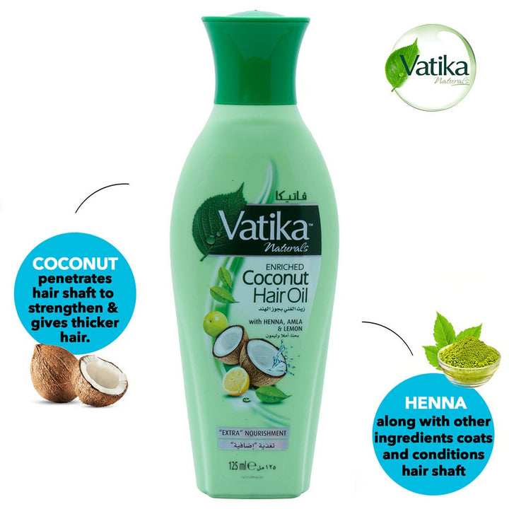 Dabur Vatika Naturals Coconut Enriched Nourishing Hair Oil For Problem-Free Hair 125ml - Easy Pharmacy LLC