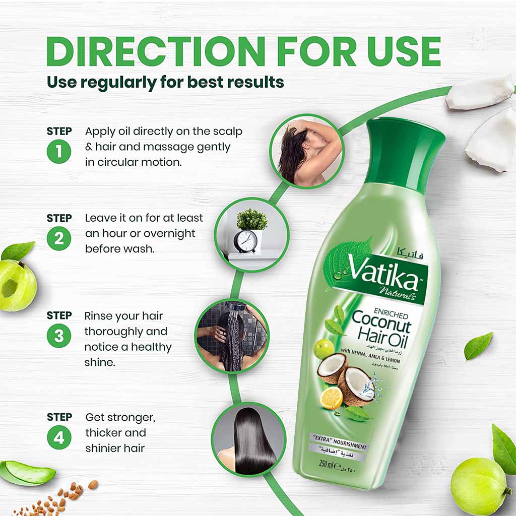 Dabur Vatika Naturals Coconut Enriched Nourishing Hair Oil For Problem-Free Hair 250ml - Easy Pharmacy LLC