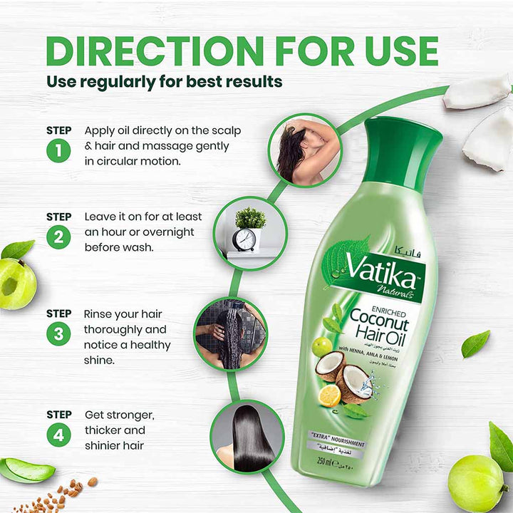 Dabur Vatika Naturals Coconut Enriched Nourishing Hair Oil For Problem-Free Hair 250ml - Easy Pharmacy LLC