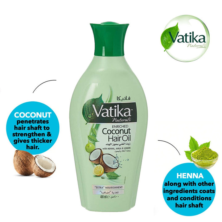 Dabur Vatika Naturals Coconut Enriched Nourishing Hair Oil For Problem-Free Hair 400ml - Easy Pharmacy LLC