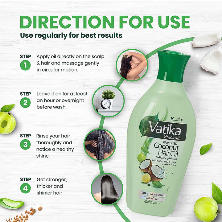 Dabur Vatika Naturals Coconut Enriched Nourishing Hair Oil For Problem-Free Hair 400ml - Easy Pharmacy LLC