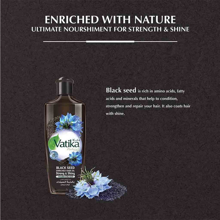 Dabur Vatika Naturals Black Seed Enriched Hair Oil For Strong & Shiny Hair 200ml - Easy Pharmacy LLC