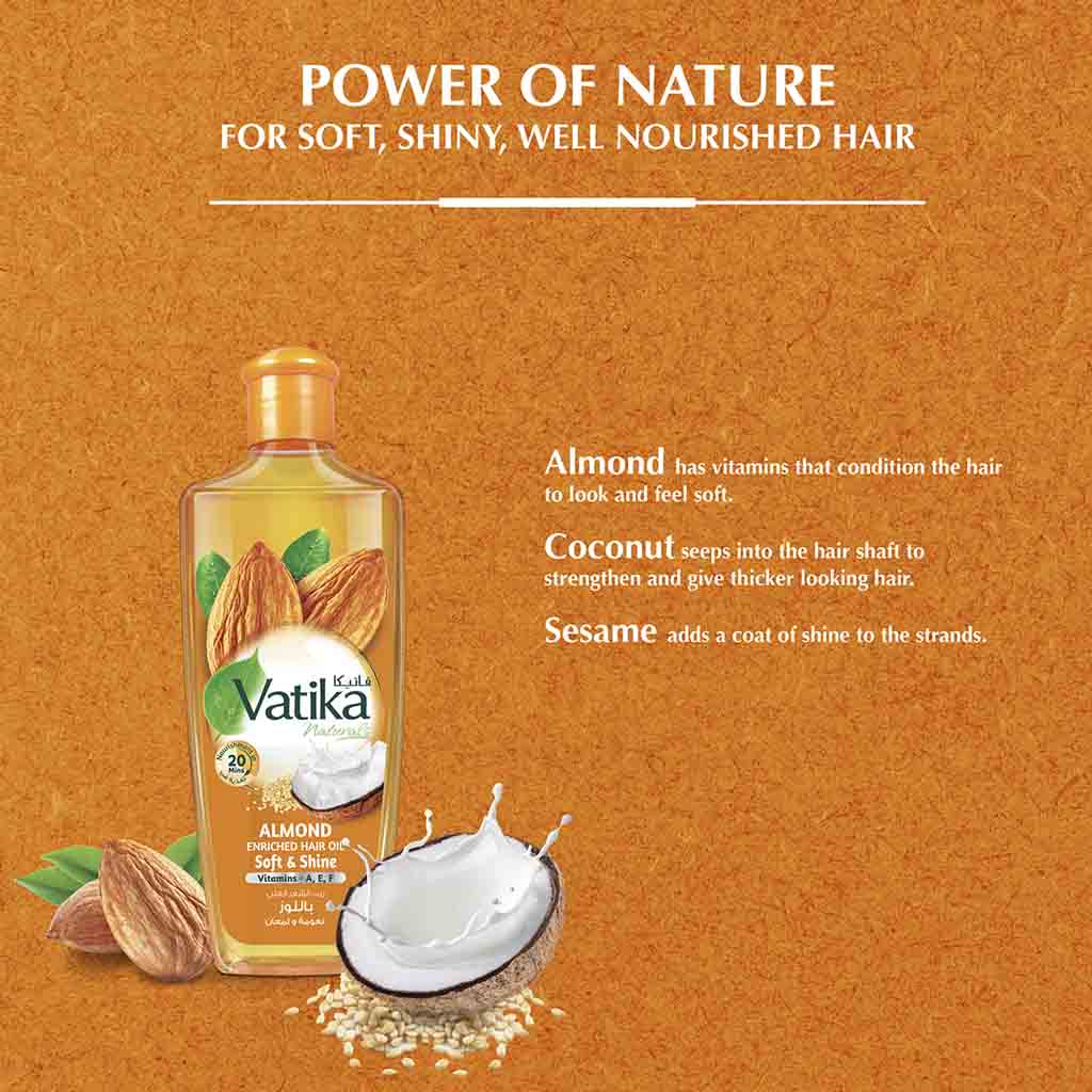 Dabur Vatika Naturals Soft & shine Almond Enriched Hair Oil 300ml - Easy Pharmacy LLC
