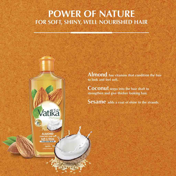 Dabur Vatika Naturals Soft & shine Almond Enriched Hair Oil 300ml - Easy Pharmacy LLC