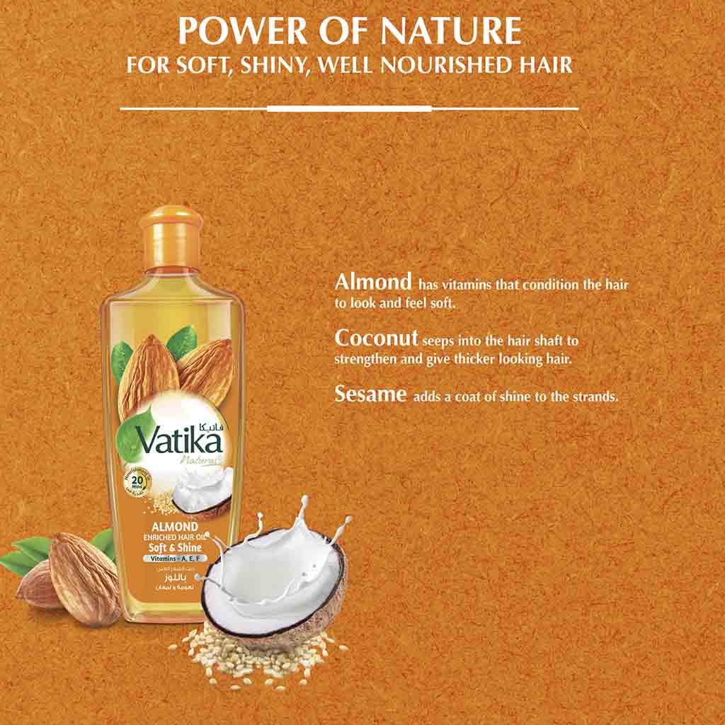 Dabur Vatika Naturals Soft & shine Almond Enriched Hair Oil 200ml - Easy Pharmacy LLC