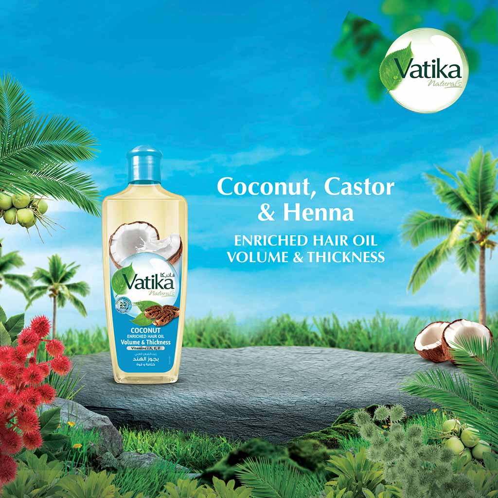 Dabur Vatika Naturals Volume & Thickness Coconut Enriched Hair Oil 200ml - Easy Pharmacy LLC