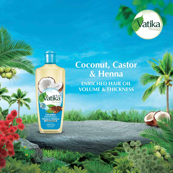 Dabur Vatika Naturals Volume & Thickness Coconut Enriched Hair Oil 200ml - Easy Pharmacy LLC