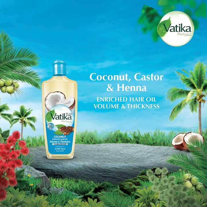Dabur Vatika Naturals Volume & Thickness Coconut Enriched Hair Oil 300ml - Easy Pharmacy LLC