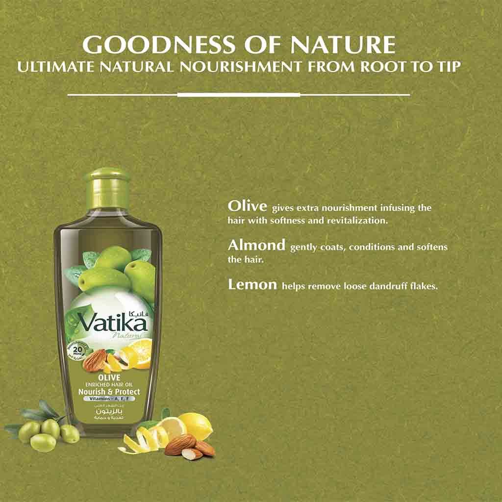 Dabur Vatika Naturals Nourish & Protect Olive Enriched Hair Oil 200ml - Easy Pharmacy LLC