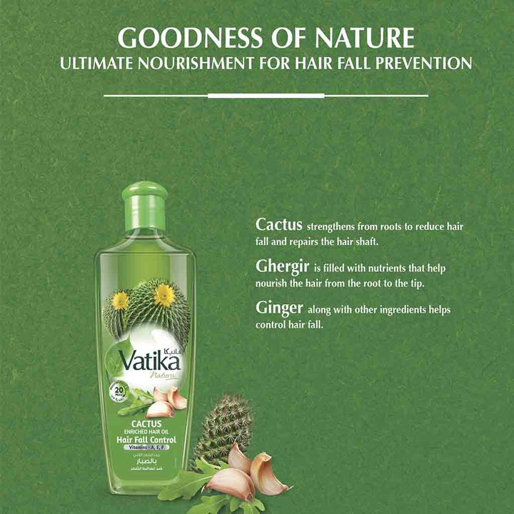 Dabur Vatika Naturals Cactus Enriched Hair Fall Control Hair Oil 200ml - Easy Pharmacy LLC
