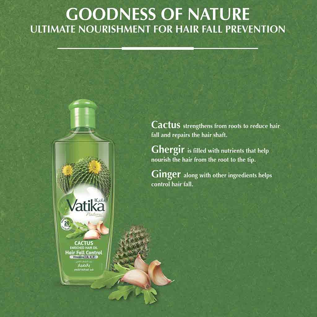 Dabur Vatika Naturals Cactus Enriched Hair Fall Control Hair Oil 300ml - Easy Pharmacy LLC