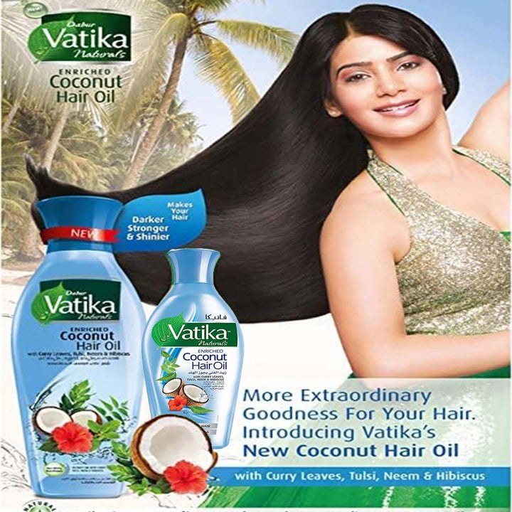 Dabur Vatika Naturals Enriched Coconut Hair Oil With Curry Leaves 400ml - Easy Pharmacy LLC