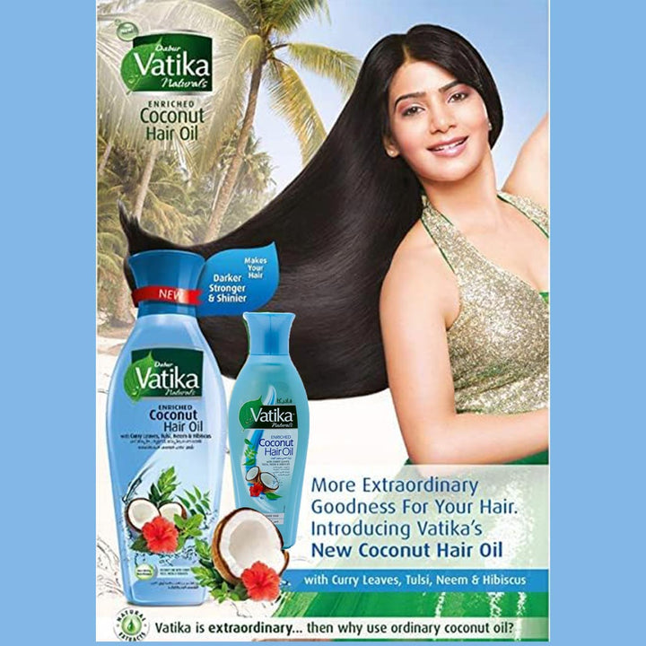 Dabur Vatika Naturals Enriched Coconut Hair Oil With Curry Leaves 250ml - Easy Pharmacy LLC