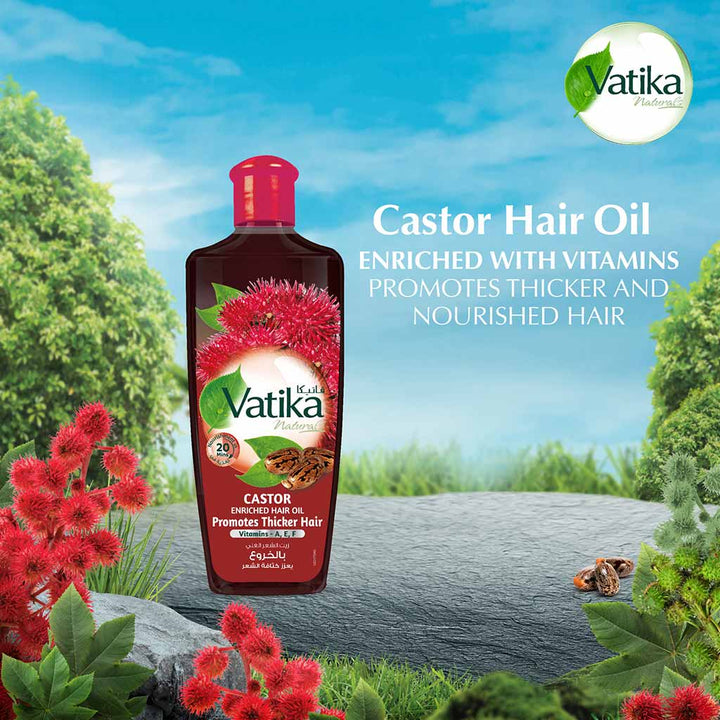 Dabur Vatika Naturals Castor Enriched Hair Oil For Thicker Hair 200ml - Easy Pharmacy LLC