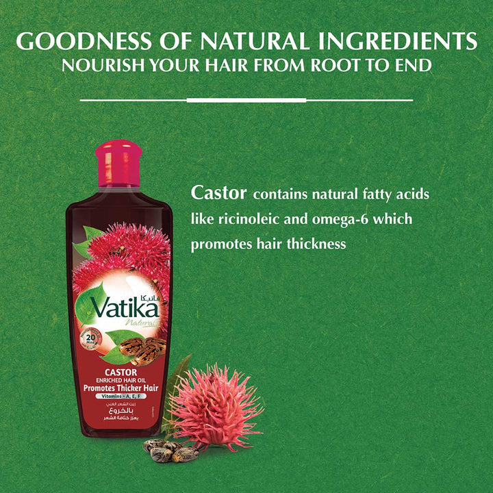 Dabur Vatika Naturals Castor Enriched Hair Oil For Thicker Hair 300ml - Easy Pharmacy LLC