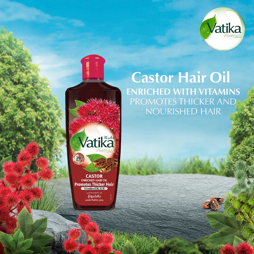 Dabur Vatika Naturals Castor Enriched Hair Oil For Thicker Hair 300ml - Easy Pharmacy LLC