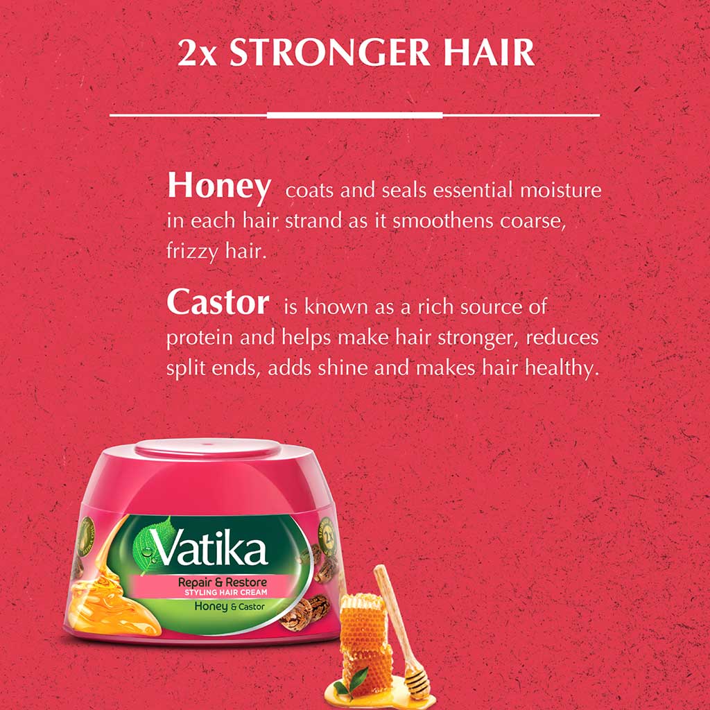 Dabur Vatika Honey & Castor Repair & Restore Styling Hair Cream 140ml - Easy Pharmacy LLC