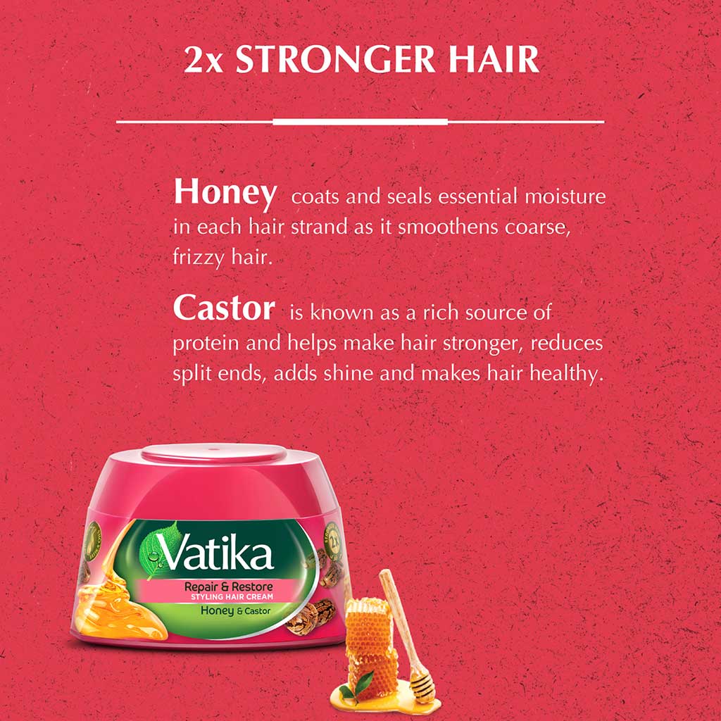 Dabur Vatika Honey & Castor Repair & Restore Styling Hair Cream 210ml - Easy Pharmacy LLC