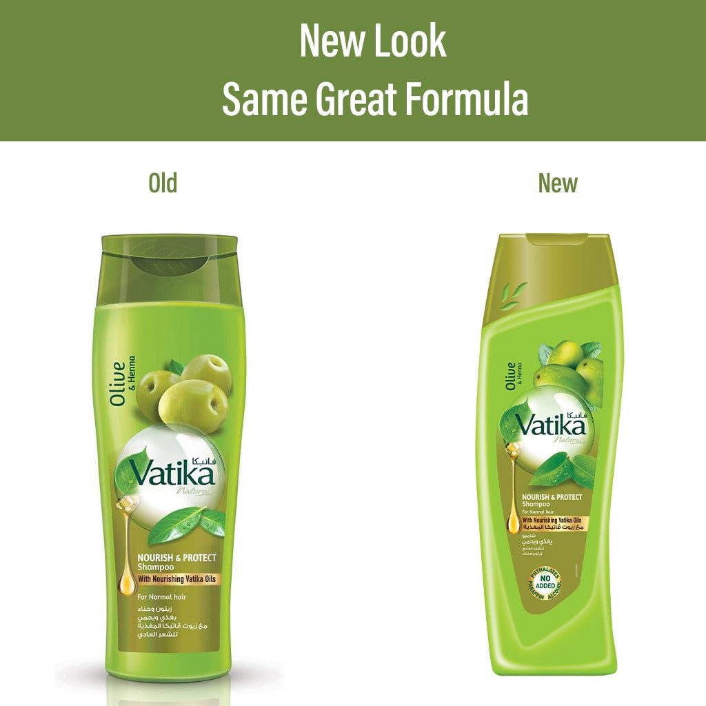 Dabur Vatika Naturals Olive & Henna Nourish & Protect Shampoo For Normal Hair 200ml - Easy Pharmacy LLC