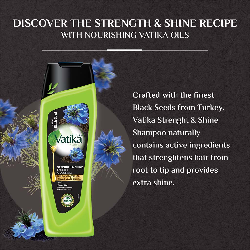 Dabur Vatika Naturals Turkish Black Seed Strength & Shine Shampoo With Nourishing Vatika Oil 200ml - Easy Pharmacy LLC