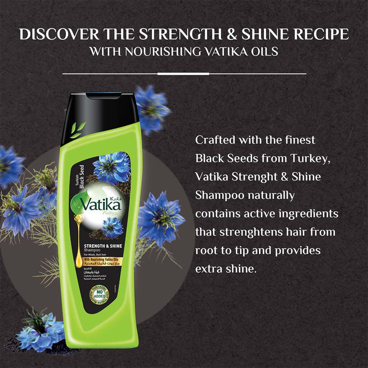Dabur Vatika Naturals Turkish Black Seed Strength & Shine Shampoo With Nourishing Vatika Oil 200ml - Easy Pharmacy LLC
