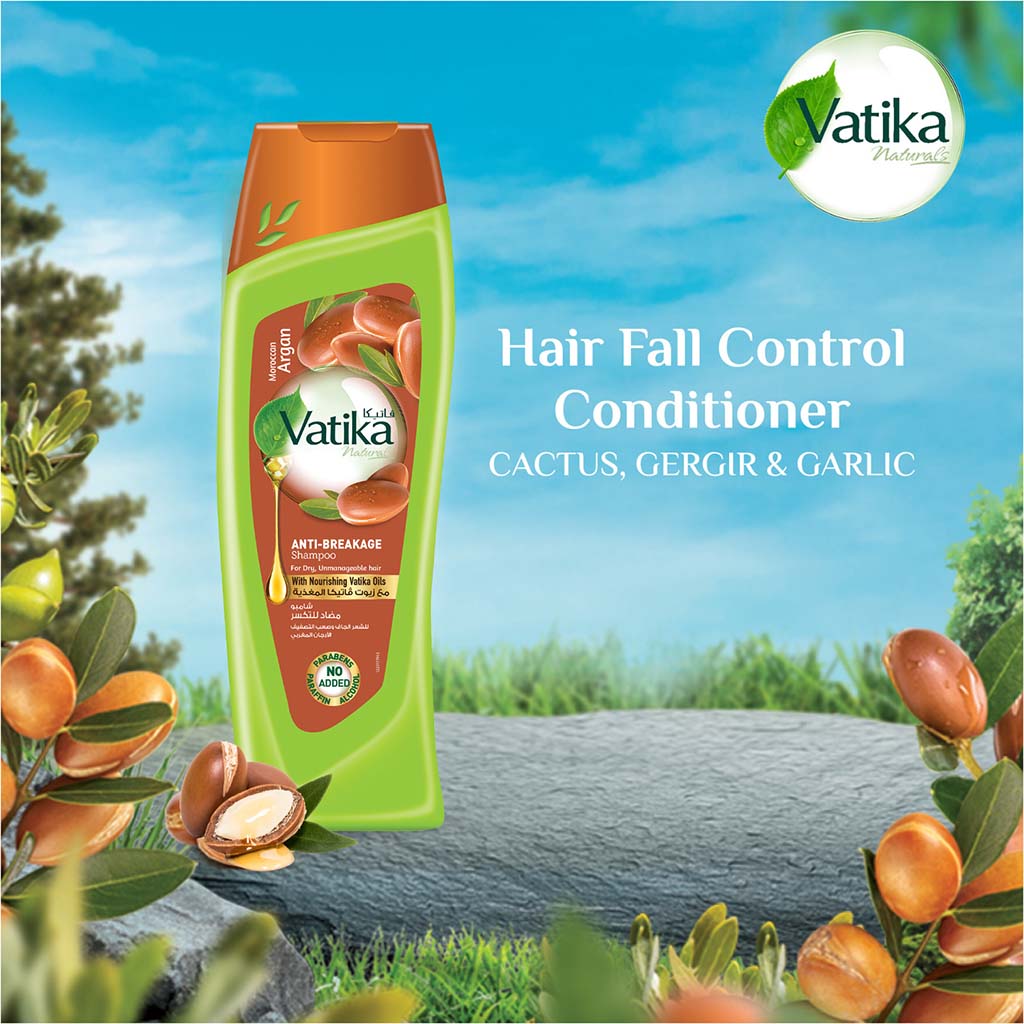 Dabur Vatika Naturals Moroccan Argan Anti-Breakage Shampoo For Dry & Unmanageable Hair 400ml - Easy Pharmacy LLC