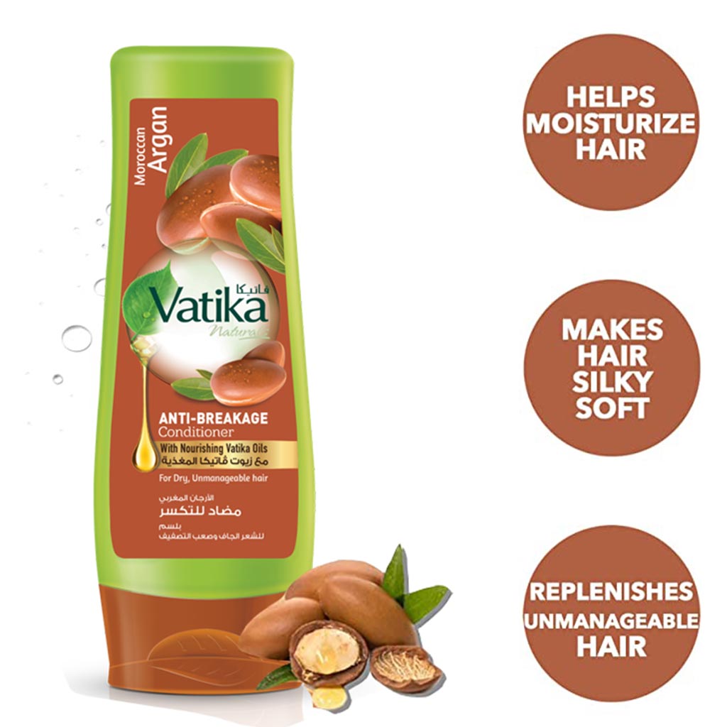 Dabur Vatika Naturals Moroccan Argan Anti-Breakage Conditioner For Dry & Unmanageable Hair 200ml - Easy Pharmacy LLC