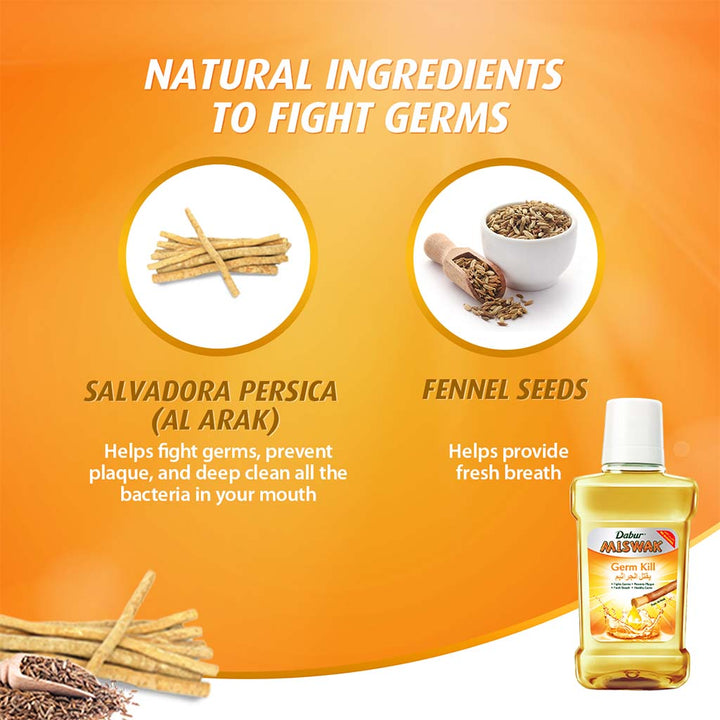 Dabur Miswak Germ Kill Mouthwash 250 mL - Easy Pharmacy LLC