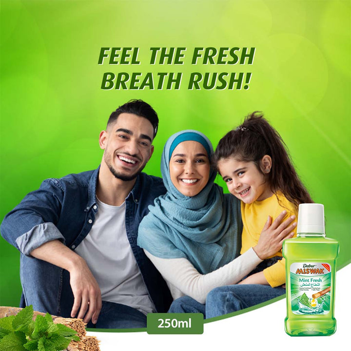 Dabur Miswak Mint Fresh Mouthwash 250 mL - Easy Pharmacy LLC